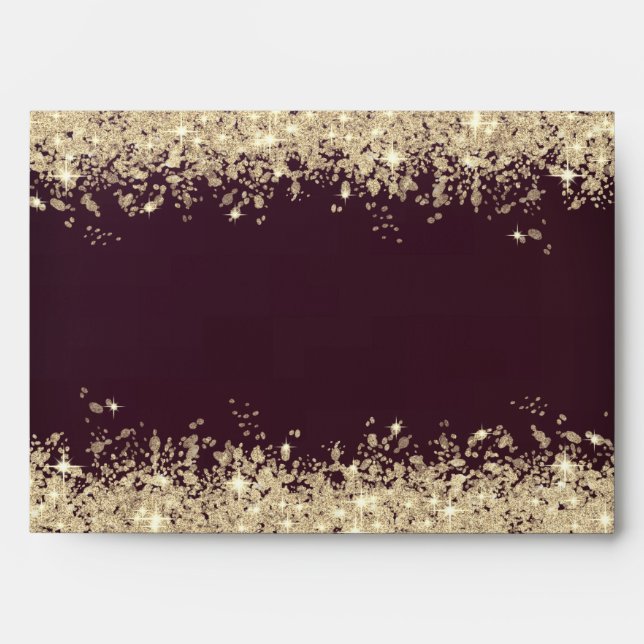 Gold Glitter Confetti Burgundy Envelope (Front)