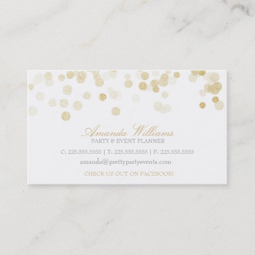 Customizable Gold Glitter Confetti Business Card Templates