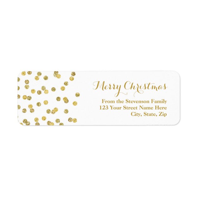 Gold Glitter Confetti Christmas Address Label (Front)