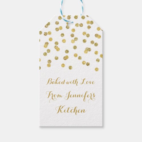 Gold Glitter Confetti Christmas Baking Tags