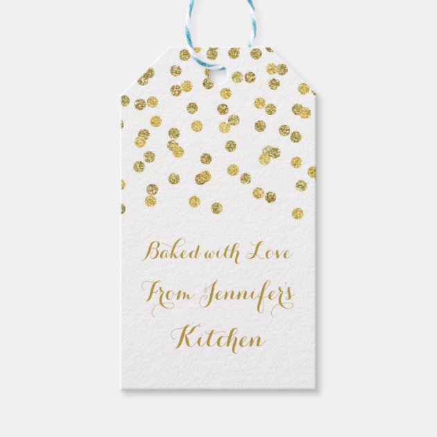 Gold Glitter Confetti Christmas Baking Tags