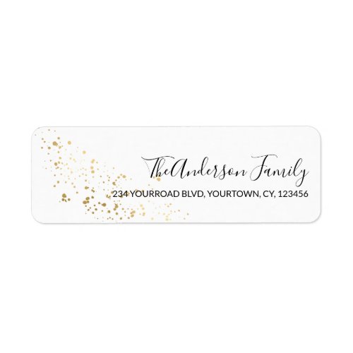 Gold glitter confetti Christmas return address Label