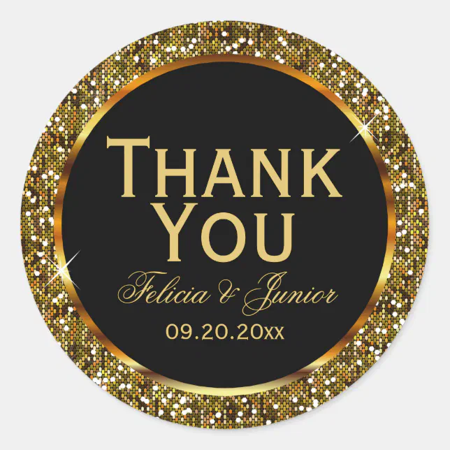 Gold Glitter Confetti Classic Round Sticker | Zazzle