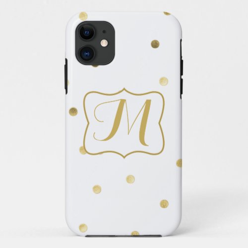 Gold Glitter Confetti Dot Monogram IPHONE 5 Case