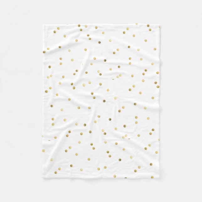 Gold Glitter Confetti Dot Polka Fleece Blanket (Front)