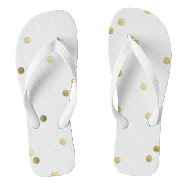 Gold Glitter Confetti Dot Polka Flip Flop Sandals (Footbed)