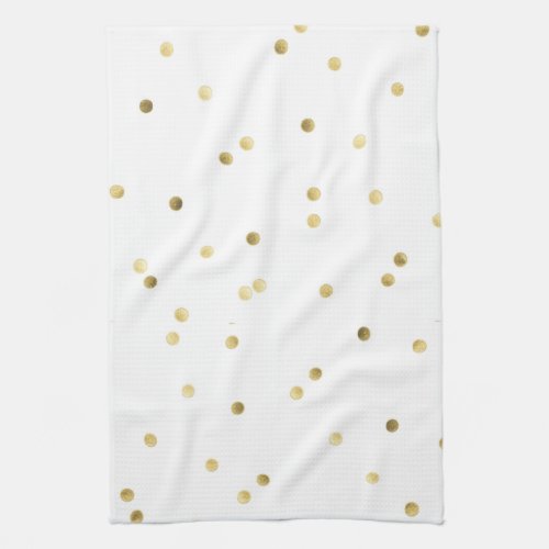 Gold Glitter Confetti Dot Polka Kitchen Dish Towel