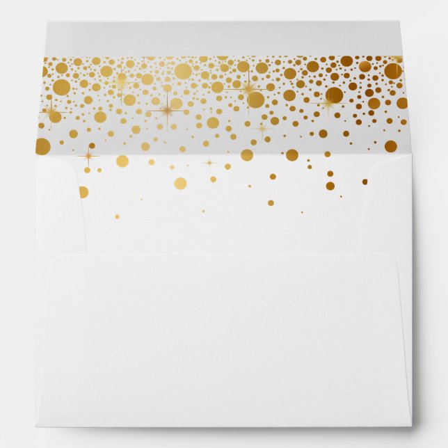 Gold Glitter Confetti Dots for 5x7 Invite Envelope (Back (Bottom))
