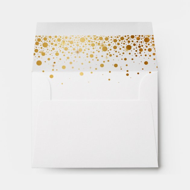 Gold Glitter Confetti Dots For RSVP Reply Envelope