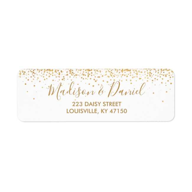 Gold Glitter Confetti Elegant Wedding Address Label