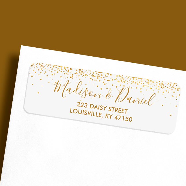 Gold Glitter Confetti Elegant Wedding Address Label (Creator Uploaded)