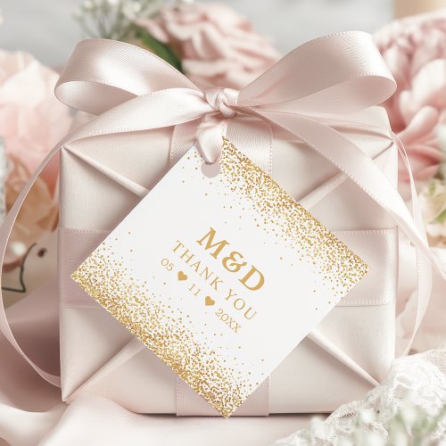 Wedding Favor Tags 4 Gold Glitter Confetti Elegant Wedding Thank You Favor Tags