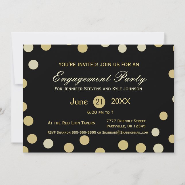 Gold Glitter Confetti  Engagement Invitation (Front)