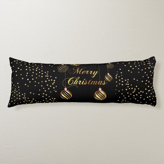Gold Glitter Confetti Family Christmas Balls Body Pillow (Front)