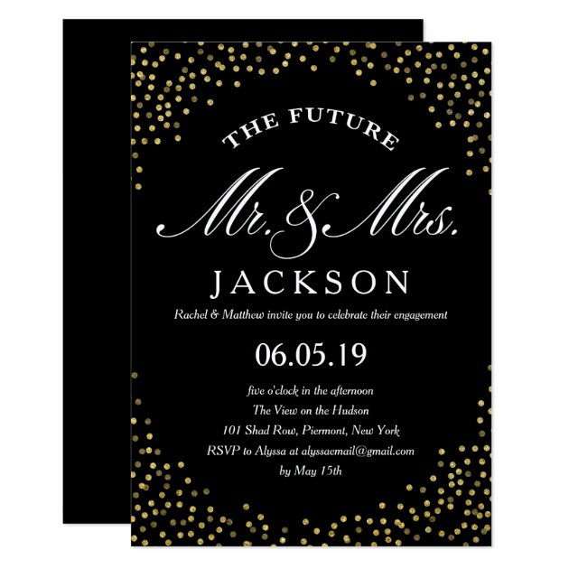 Gold Glitter Confetti Future | Engagement Party Invitation