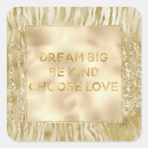 Gold Glitter Confetti Glitzy Zebra Dream Square Sticker