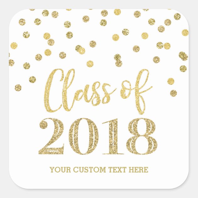 Gold Glitter Confetti Graduation 2018 Square Sticker