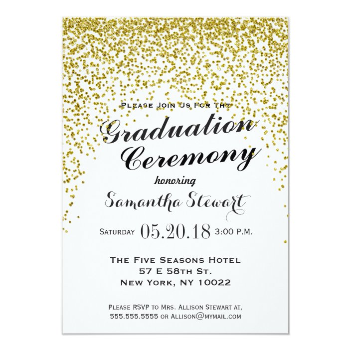 Gold Glitter Confetti Graduation Ceremony Invites Zazzle Com