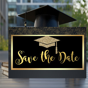 Gold Glitter Confetti Graduation Save The Date