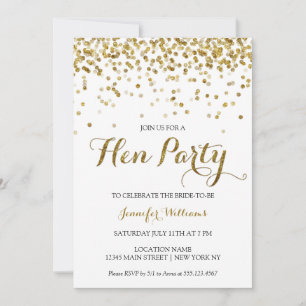Gold Glitter Confetti Hens Party Invite