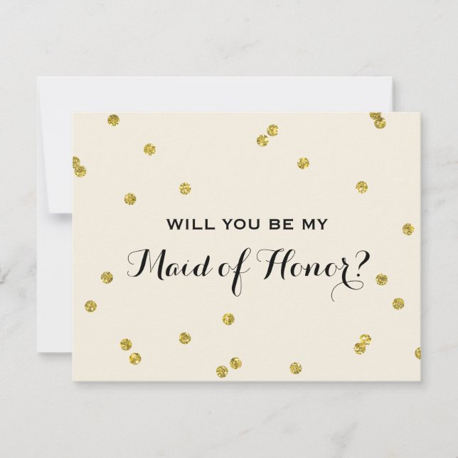 Gold Glitter Confetti | Maid Of Honor Invitation (Front)