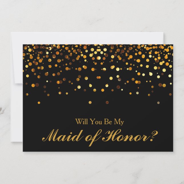 Gold Glitter Confetti Maid of Honor Invitation (Front)