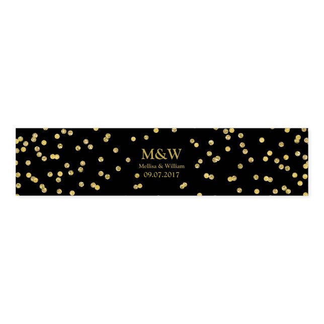 Gold Glitter Confetti Monogram Wedding Napkin Ring (Unfolded)