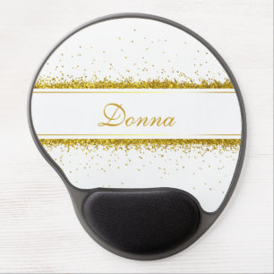 Gold Glitter Confetti Name - Gel Mousepad