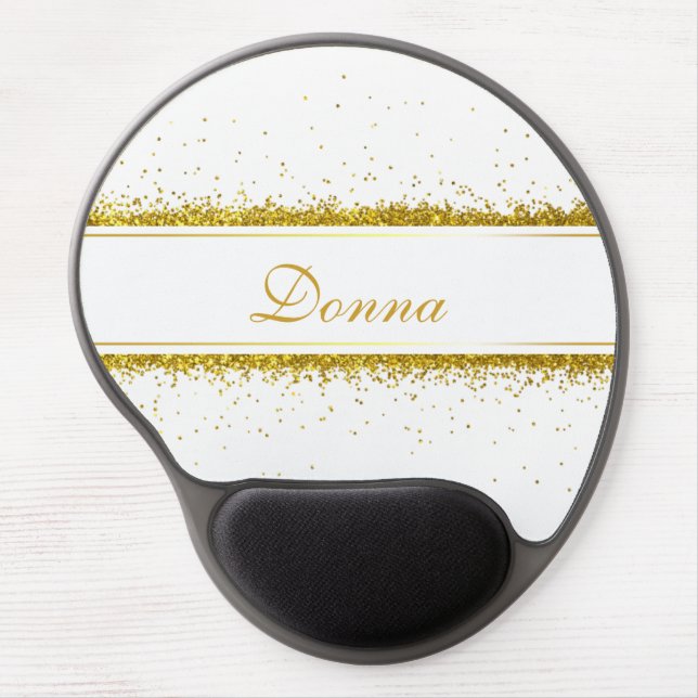 Gold Glitter Confetti Name - Gel Mousepad (Front)