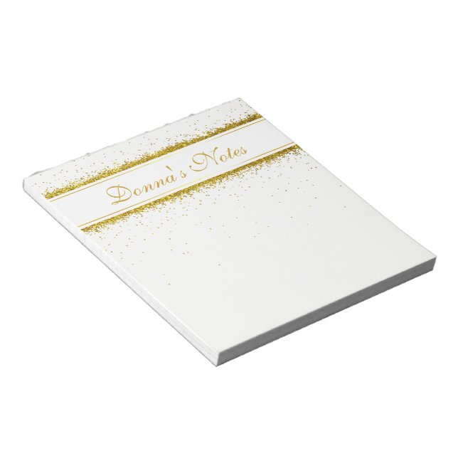 Gold Glitter Confetti Name - Notepad (Angled)