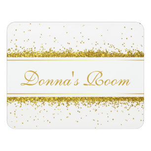Gold Glitter Confetti Name - Room Sign