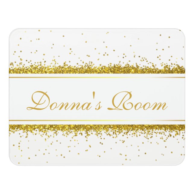 Gold Glitter Confetti Name - Room Sign (Contemporary Front)