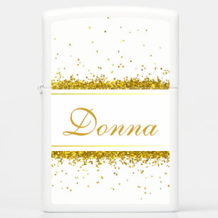 Gold Glitter Confetti Name - Zippo Lighter