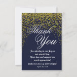 Gold Glitter Confetti Navy Blue Thank You Cards at Zazzle