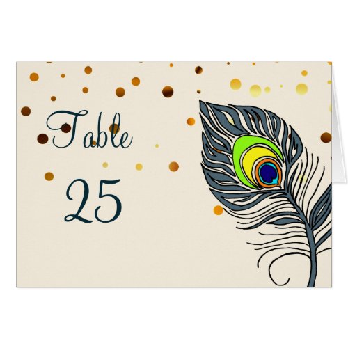 Gold Glitter Confetti Peacock Feathers Number