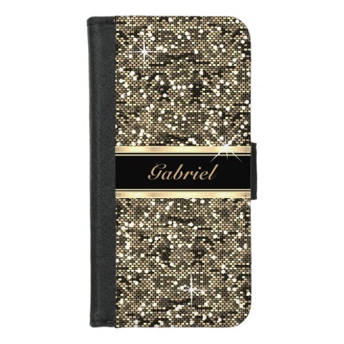 Gold Glitter Confetti Print iPhone 87 Wallet Case