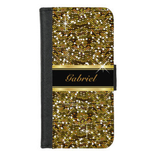 Gold Glitter Confetti Print iPhone 8/7 Wallet Case