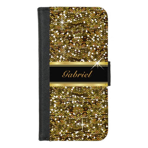 Gold Glitter Confetti Print iPhone 87 Wallet Case