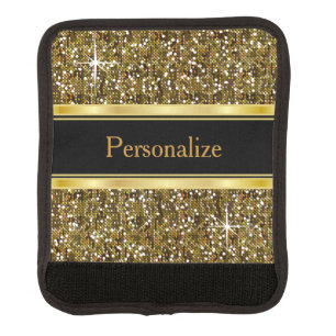 Gold Glitter Confetti Print Luggage Handle Wrap