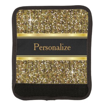 Gold Glitter Confetti Print Luggage Handle Wrap by DesignsbyDonnaSiggy at Zazzle