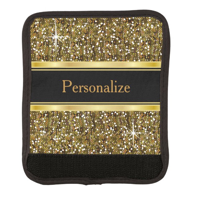 Gold Glitter Confetti Print Luggage Handle Wrap (Front)