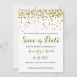 Gold Glitter Confetti Save The Date Invitation at Zazzle