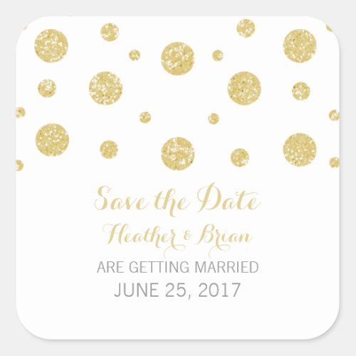 Gold Glitter Confetti Save the Date Stickers