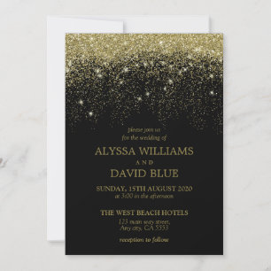 Gold Glitter Confetti Sparkle Elegant Wedding Invitation