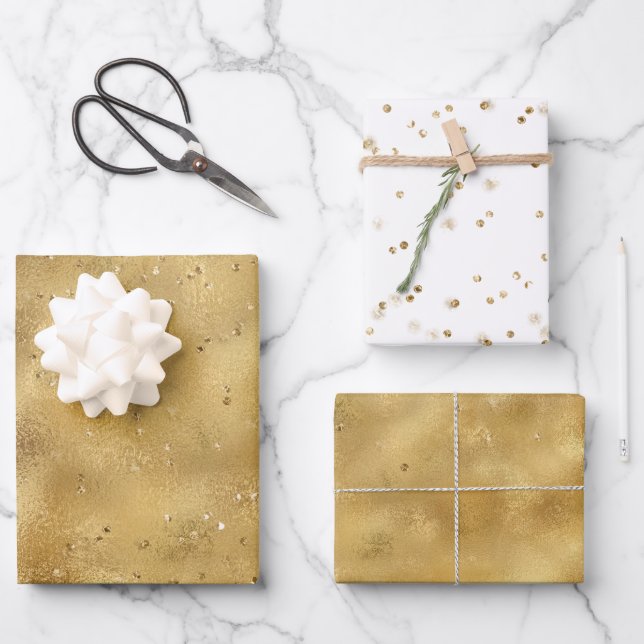 Gold glitter confetti sparkle      wrapping paper sheets (Front)