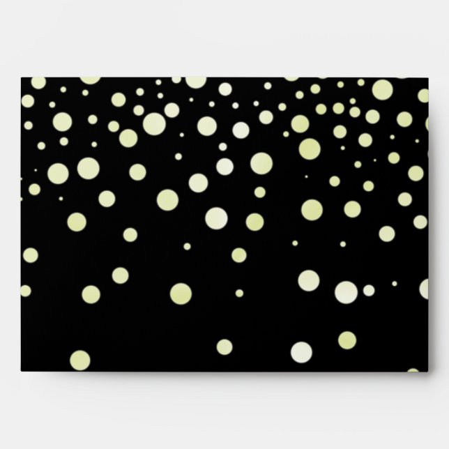 Gold Glitter Confetti Sparkles Black Envelope (Front)