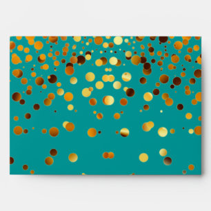 Gold Glitter Confetti Sparkles Blue Envelope