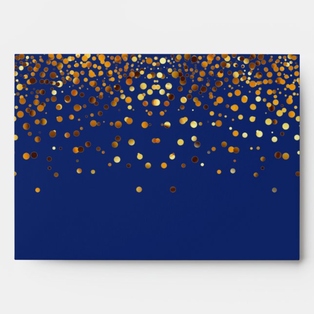 Gold Glitter Confetti Sparkles Blue Envelope (Front)