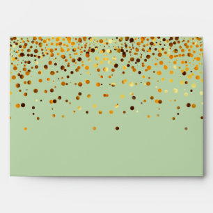 Gold Glitter Confetti Sparkles Green Envelope