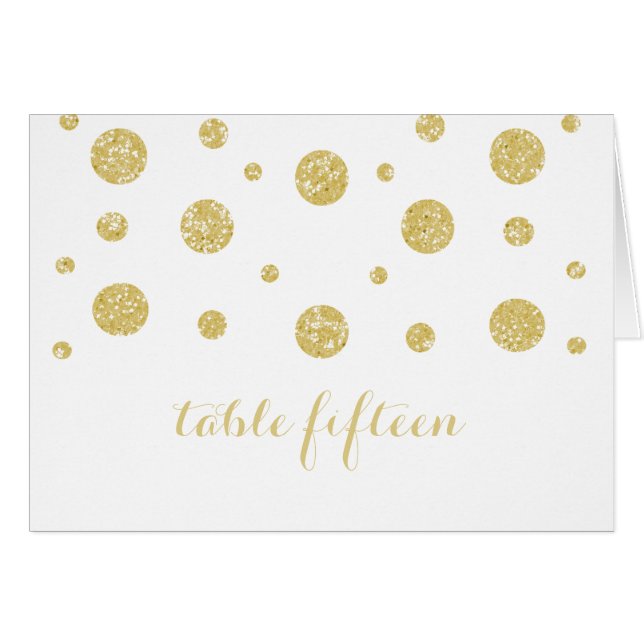 Gold Glitter Confetti Table Number Card (Front Horizontal)